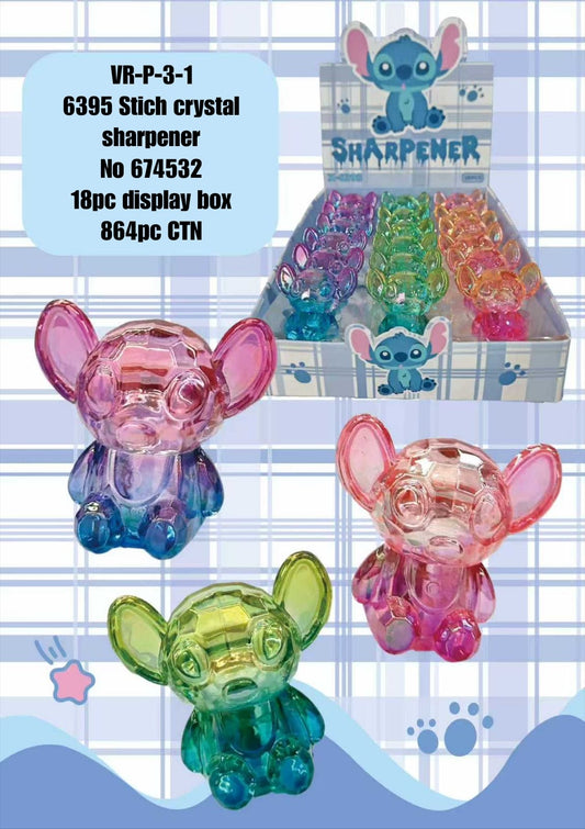 Colorful crystal Stitch pencil sharpener, age 3+, fun school supplies for kids
