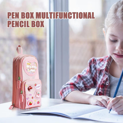 Multifunctional pink pencil case for kids, designed to store pencils in a pencil case, age 3 and up