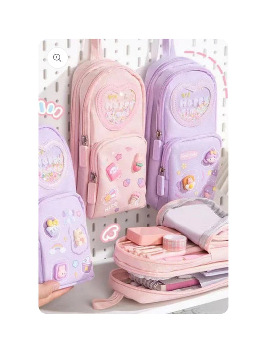 Colorful pencil case for kids featuring cute designs, ideal for storing pencils in a pencil case, ages 3 and up