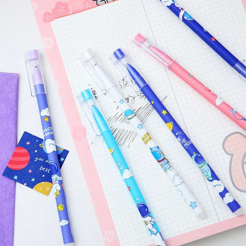 Colorful NIYO TOYS gel pens in blue, pink, and white, perfect for kids ages 5+, ideal for school and creative projects