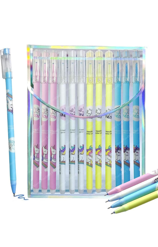 Colorful gel pens set with unicorn designs, perfect for ages 3 and up, ideal for creative art projects