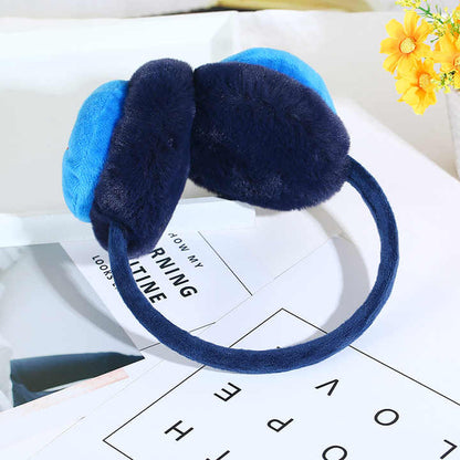 Navy and blue plush earmuffs for kids, perfect for winter warmth and style, age 3 and up