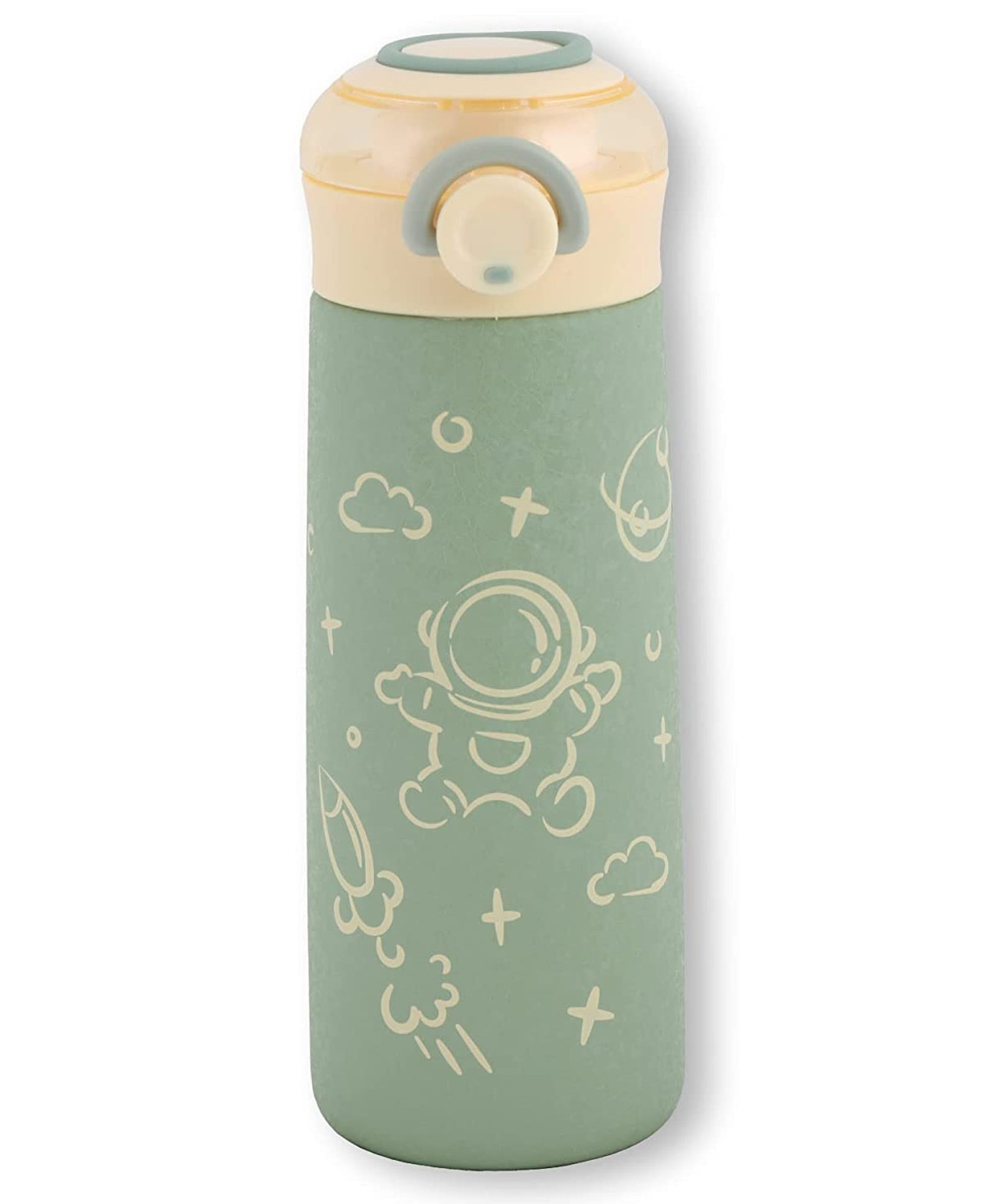 NIYO TOYS Green Space-Themed Insulated Sipper Bottle with Cute Astronaut Design