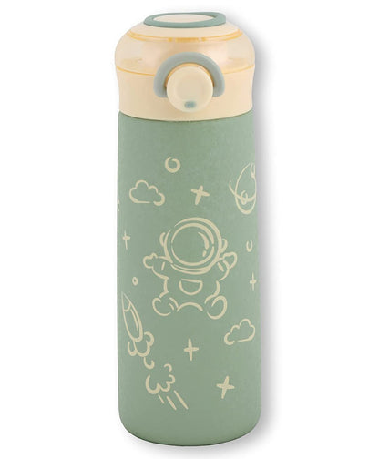 NIYO TOYS Green Space-Themed Insulated Sipper Bottle with Cute Astronaut Design