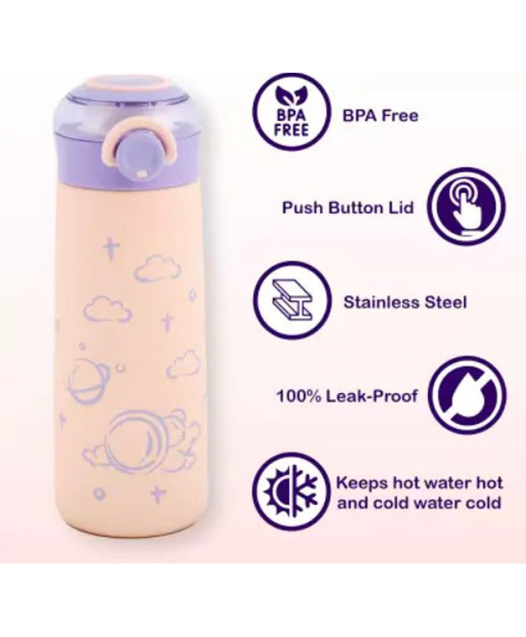 NIYO TOYS BPA Free Leak-Proof Sipper Bottle with Push Button Lid and Stainless Steel Design