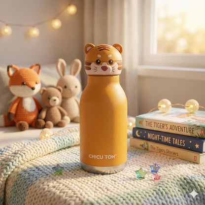 Kawaii Animal Insulated Water Bottle – 480ml | Cute Kids School Sipper