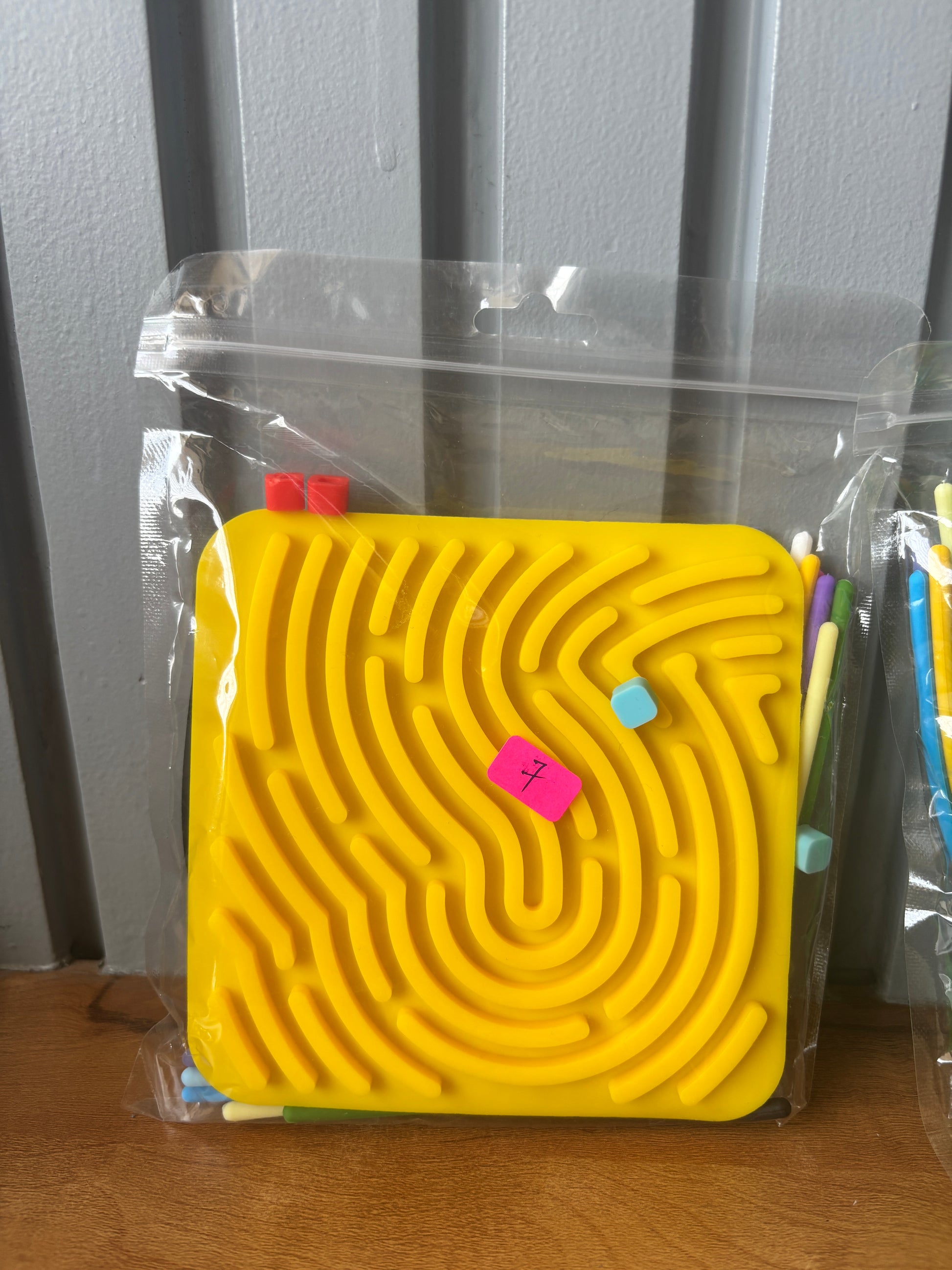 Yellow maze puzzle sensory fidget toy for children age 3+, perfect for enhancing focus and motor skills