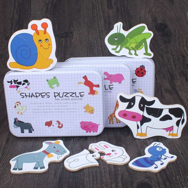 Colorful animal shape puzzle set for infants, promotes learning and fine motor skills