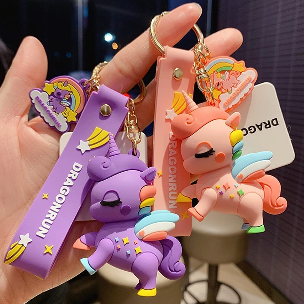Colorful unicorn keychains with silicone strap watches, ideal for kids ages 6 and up as return gifts