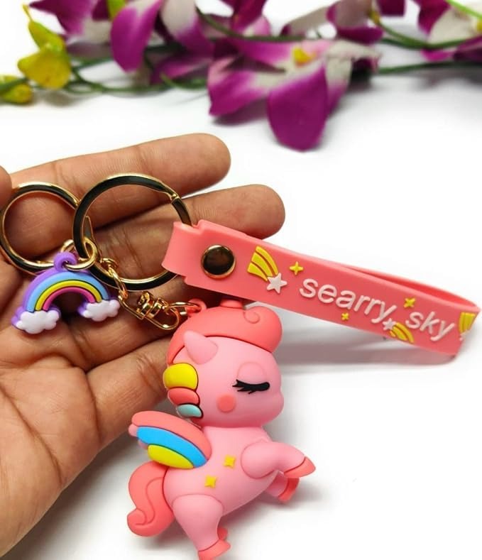 Pink unicorn keychain with silicone strap watches for kids, perfect as a return gift, age 3+