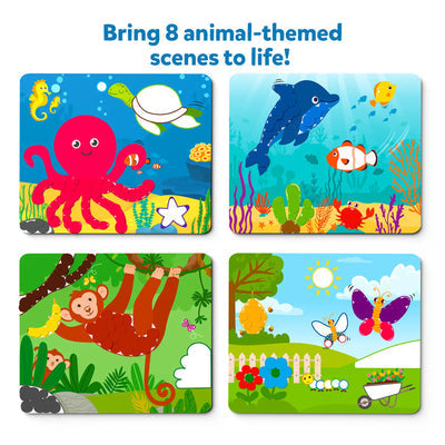 Colorful animal-themed play mat featuring sea creatures and jungle animals for age 3+, focuses on animals on animals