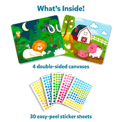 NIYO TOYS animal art set with four double-sided canvases and 30 easy-peel stickers for ages 3 and up
