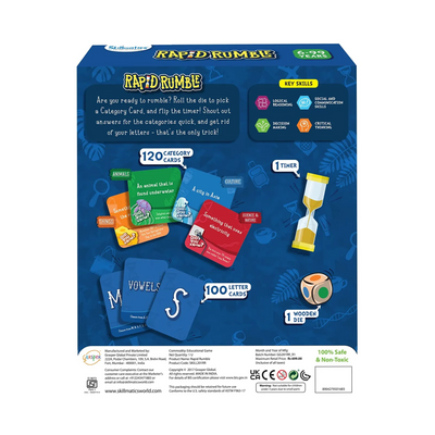 NIYO TOYS Rapid Rumble Board Game with 120 Category Cards for ages 8 and up, perfect for family game nights