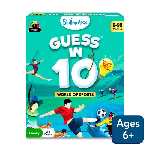 Skillmatics Guess in 10 World of Sports game card spider for ages 6 and up, for family play with 2-6 players