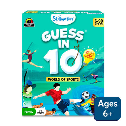 Skillmatics Guess in 10 World of Sports game card spider for ages 6 and up, for family play with 2-6 players