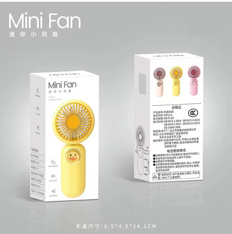 Yellow Mini Fan by NIYO TOYS, portable and perfect for ages 3+, great for hot summer days