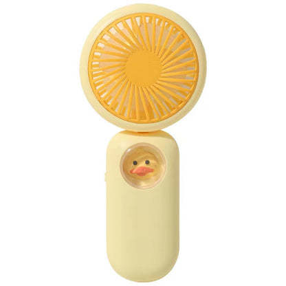 Yellow duck-shaped small fan for kids aged 3 and up, perfect for warm days