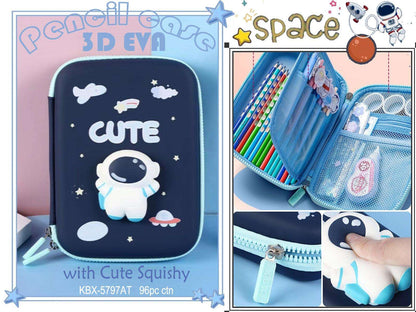 NIYO TOYS Pencil Case for Kids in Space Theme with Cute Squishy and Smiggle-inspired stationery