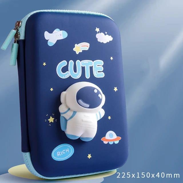NIYO TOYS Cute Pencil Case for Kids in Blue with Smiggle-inspired stationery design and astronaut figure