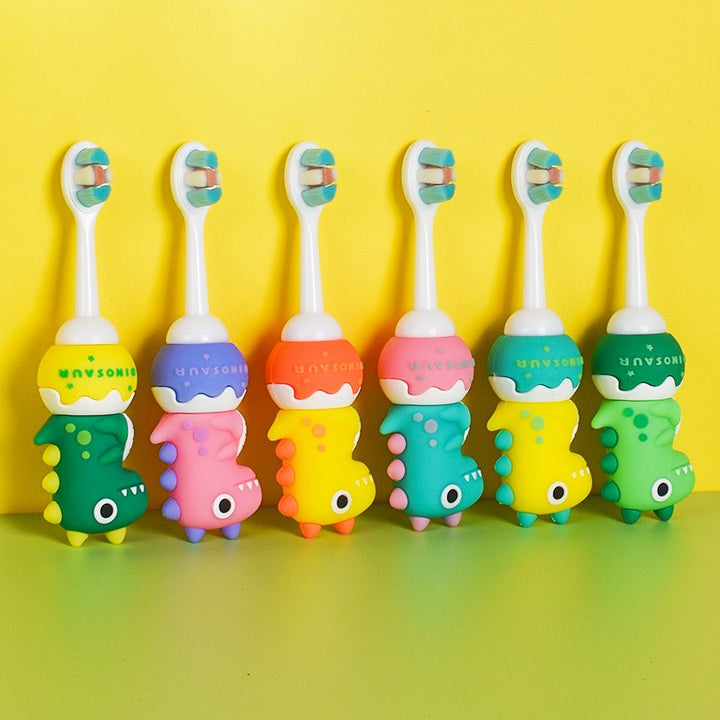 NIYO TOYS colorful soft bristle toothbrush for kids in fun dinosaur shapes for playful dental care