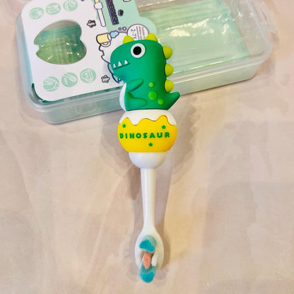 NIYO TOYS Dinosaur Soft Bristle Toothbrush for Kids with Colorful Handle and Cute Design