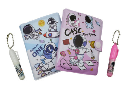 Colorful space theme mini diary for kids with astronaut designs, age 3+, great for creative writing