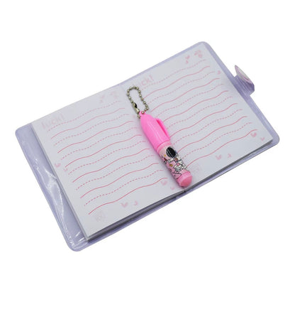 Purple space theme mini diary for kids with a pink pen, perfect for ages 5 and up, ideal for journaling