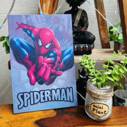 Spiderman themed A5 size notebook dimensions for kids, perfect as a return gift