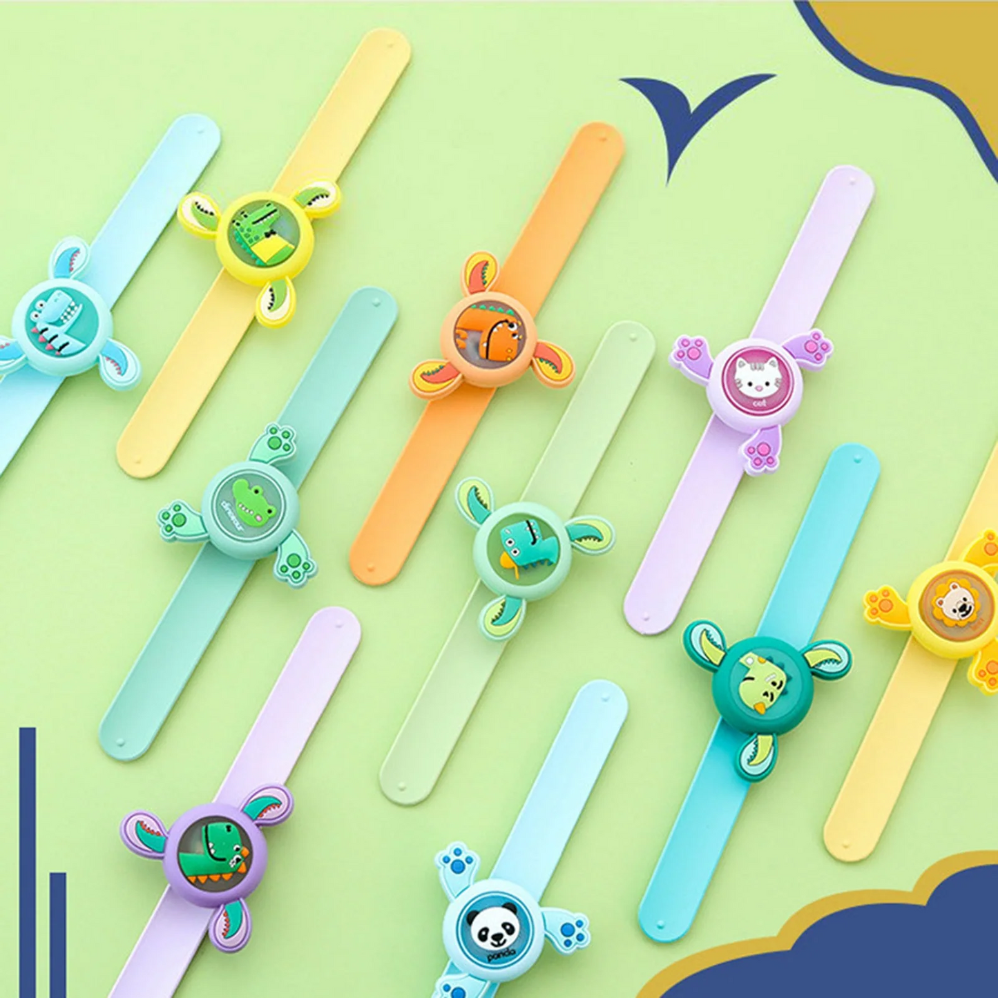 Colorful strap fidget toys featuring animal designs, perfect for kids ages 5 and up, engaging spinner fidget toy