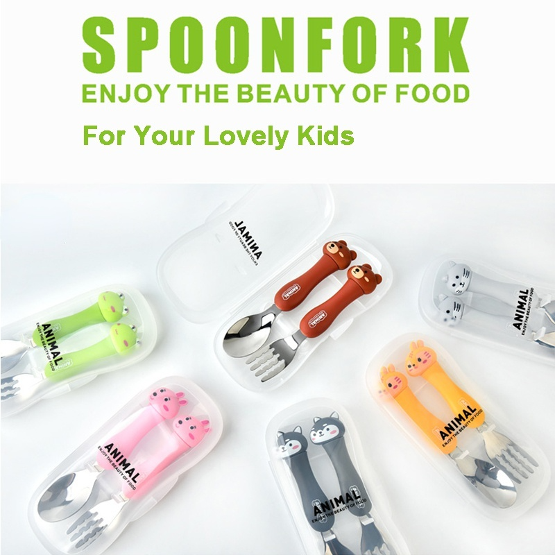Niyo Toys spoon and a fork set in animal designs, ideal for kids ages 3 and up, designed for mealtime fun