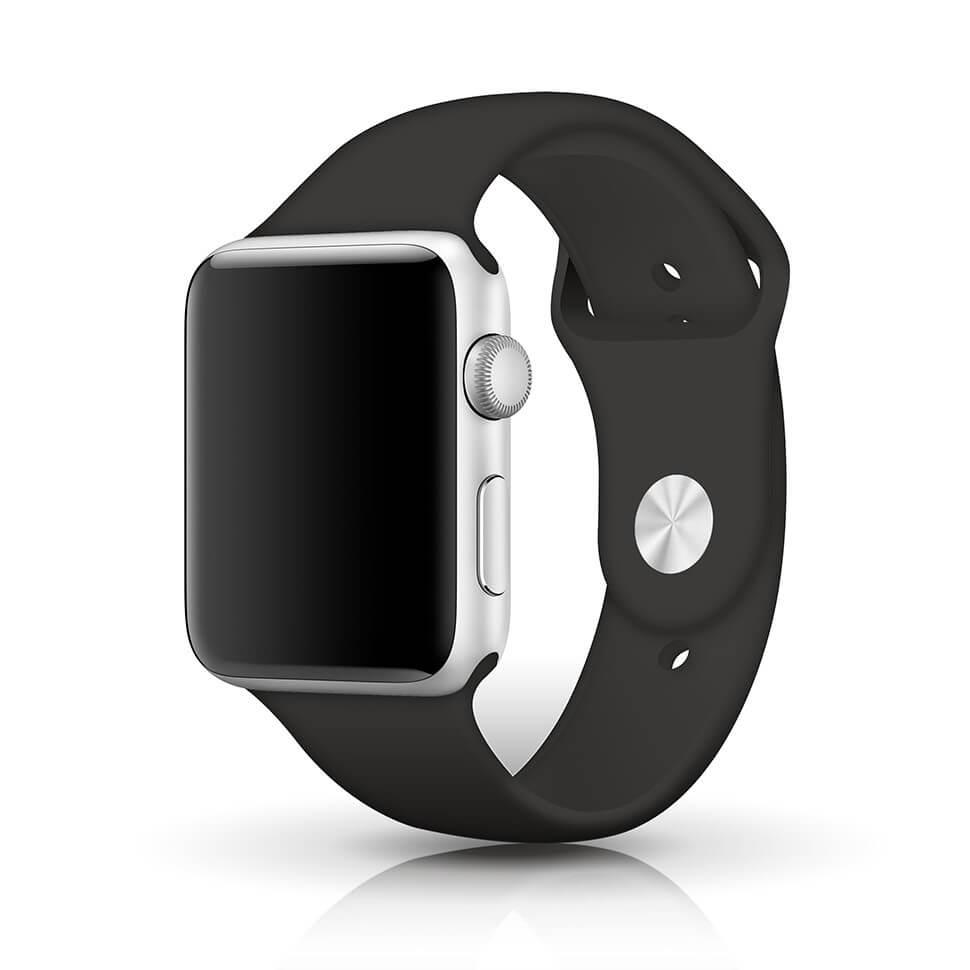 Black NIYO TOYS sports silicone band for iWatch with a sleek design and comfortable fit
