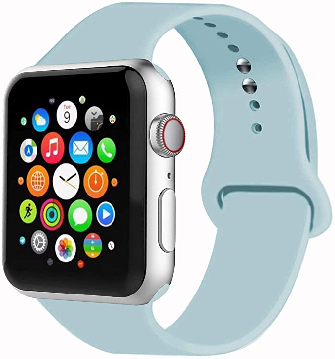 Sky Blue NIYO TOYS sports silicone band for iWatch, perfect for active lifestyles and comfortable wear