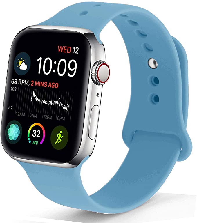 Light Blue NIYO TOYS sports silicone band for iWatch with adjustable fit for active lifestyles