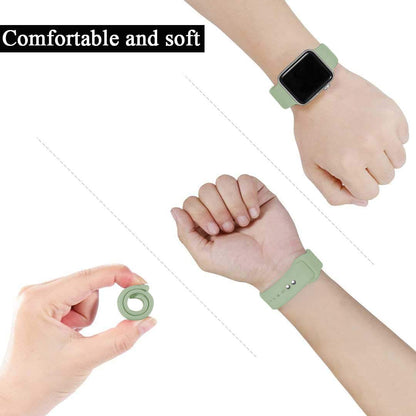 Comfortable and soft sports silicone band for iWatch in green displayed on a wrist