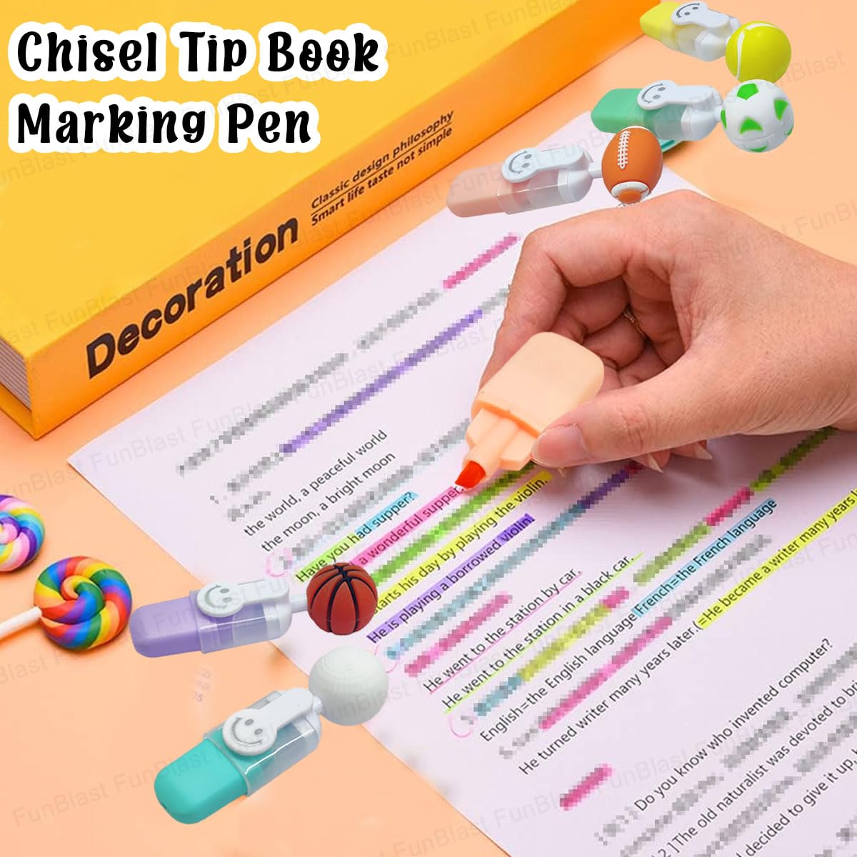 NIYO TOYS sports themed highlighter set with chisel tip pens for vibrant note marking