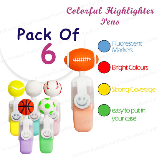 NIYO TOYS sports themed highlighter set with six colorful fluorescent markers in various sports designs
