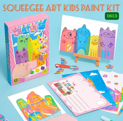 Colorful squeegee for art kids paint kit with vibrant art projects, ages 3+, perfect for creative play