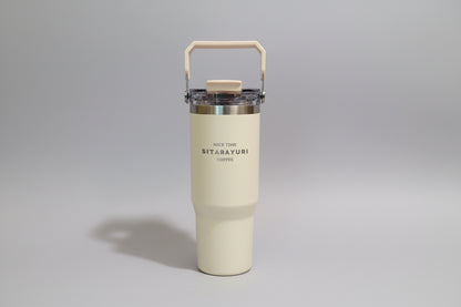 NIYO TOYS stainless steel tumbler with straw in cream color, ideal for all ages and outdoor use