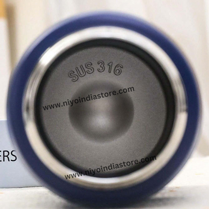 NIYO TOYS stainless steel vacuum bottle in blue, perfect for kids and adults on the go