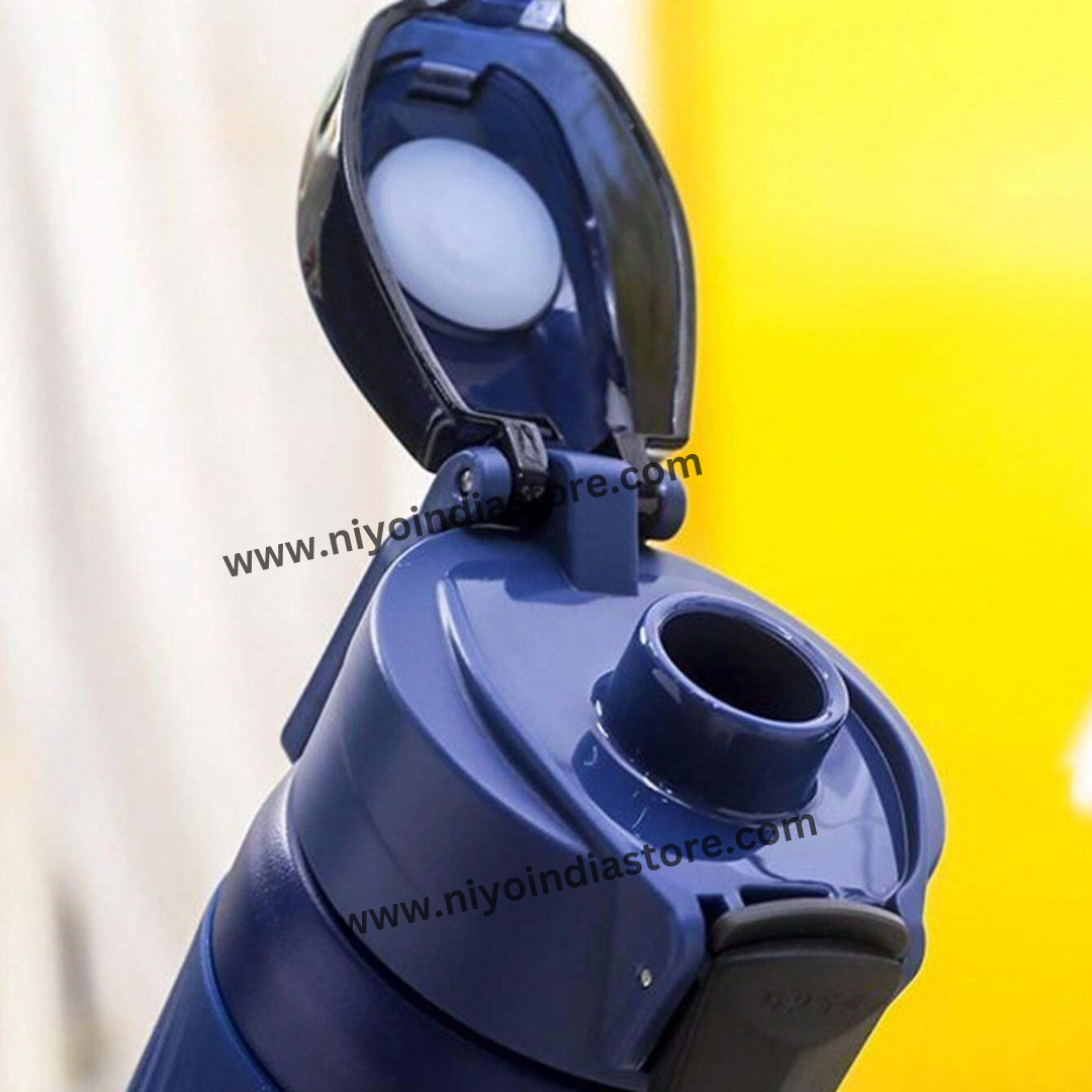 NIYO TOYS navy stainless steel vacuum bottle with leak-proof lid for kids and outdoor activities