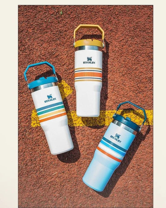 NIYO TOYS Colorful Stanley Sippers with Handles in Blue, Yellow, and White for Hydration on the Go