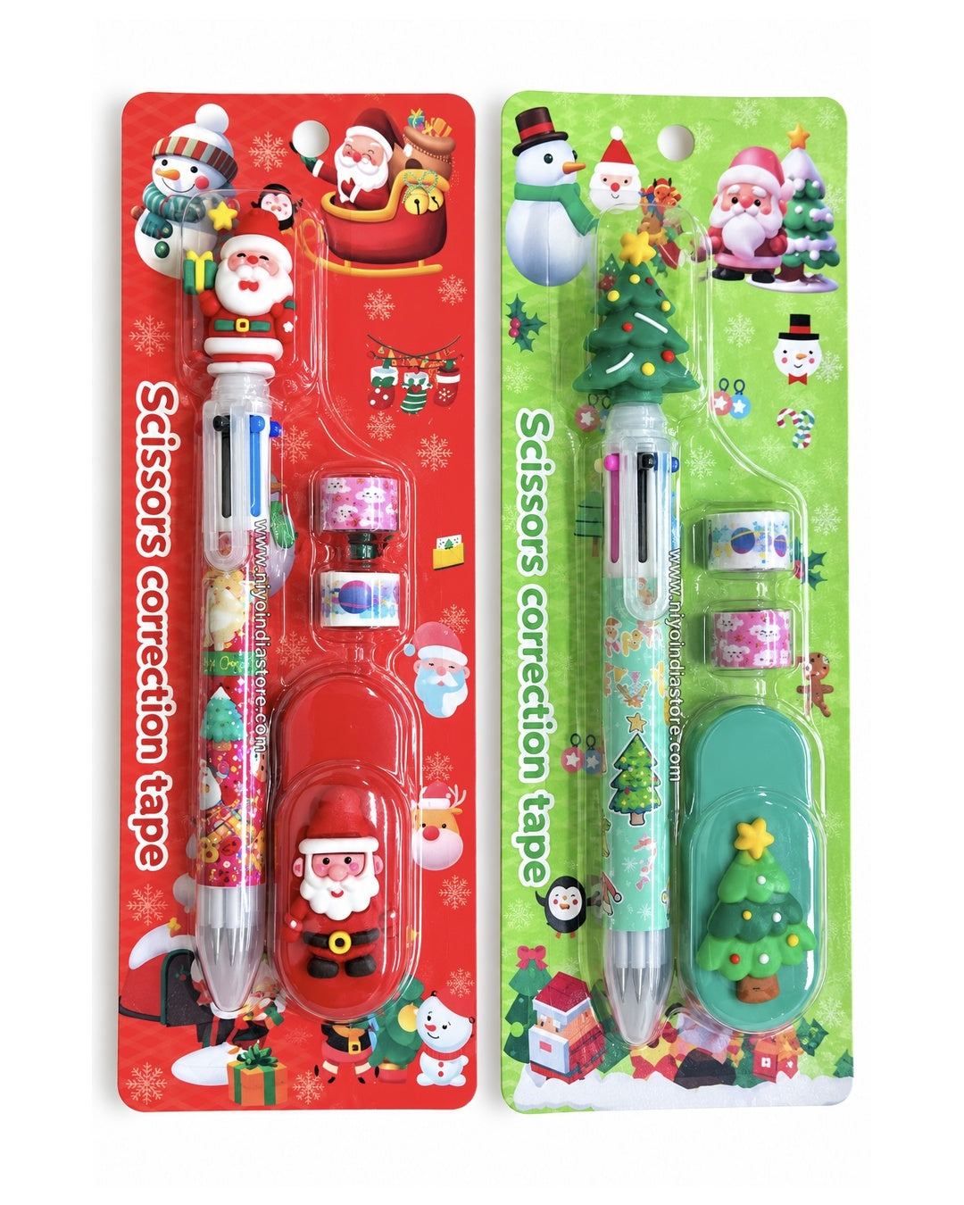 Kids stationery for Christmas set with festive correction tape and pen, colorful designs for ages 3 and up