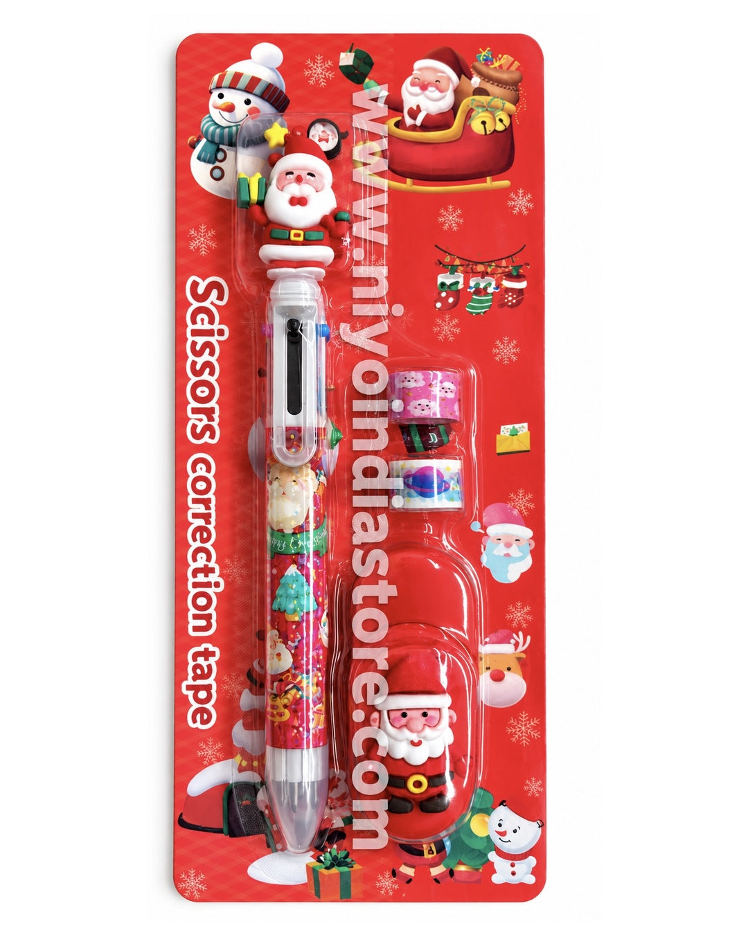 NIYO TOYS festive stationery for Christmas includes scissors and correction tape for kids, age 3 and up