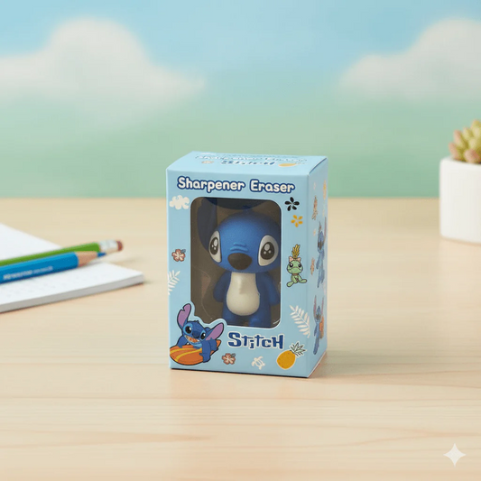 Blue Stitch sharpener eraser for kids, perfect for ages 3 and up, with fun character design