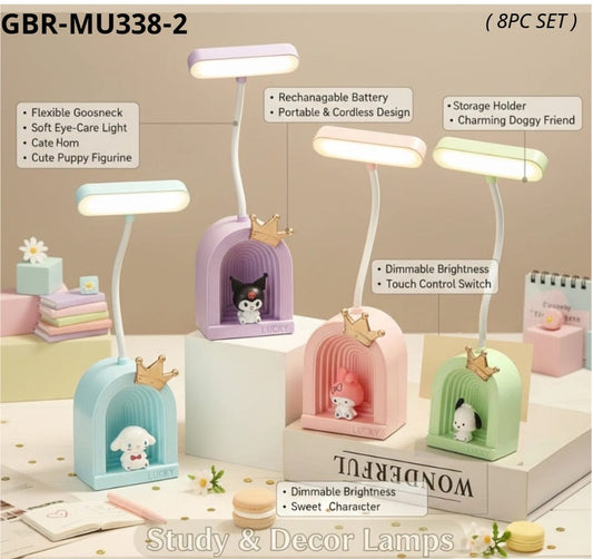 NIYO TOYS Cute Puppy Figurine Lamp with Rechargeable Battery and Dimmable Brightness for Study and Decor