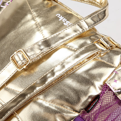 Gold unicorn backpack by NIYO TOYS, perfect for kids ages 3+, ideal for school and play