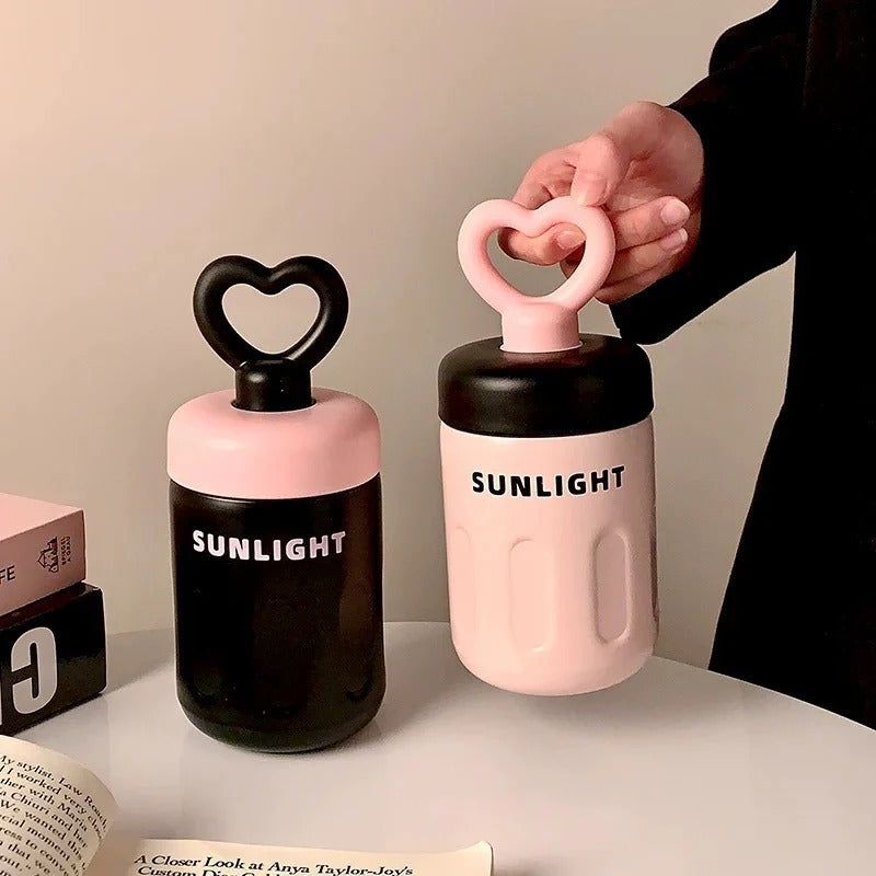 NIYO TOYS Heart Handle Sipper Bottle in Pink and Black for Kids, Ideal for Daily Hydration
