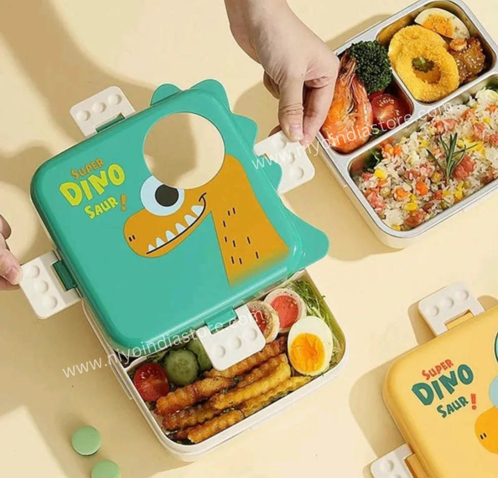 NIYO TOYS Super Dino Lunch Box with Fun Design and Compartments for Kids Meals