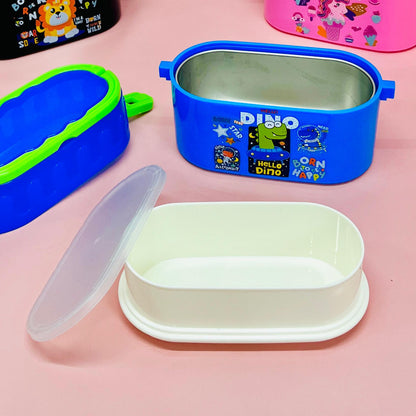 Colorful blue and white tiffin box from Niyo Toys, designed for kids, perfect for lunch and snacks