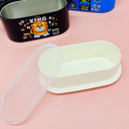 NIYO TOYS colorful tiffin box with lion design, ideal for kids' lunches, BPA-free for safe meal storage